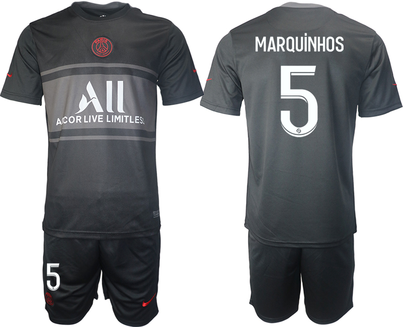 Men 2021-2022 Club Paris St German Second away black #5 Soccer Jersey->paris st german jersey->Soccer Club Jersey